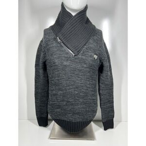 NWT Leif Nelson Knitted Black Pullover Sweater High Neck LN7060 Mens SZ Medium‎